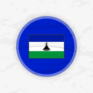 Dairesel Amblem Tasarımlı Mosotho Bayrağı, Soyut Yuvarlak Yapıştırmalı Çizim.