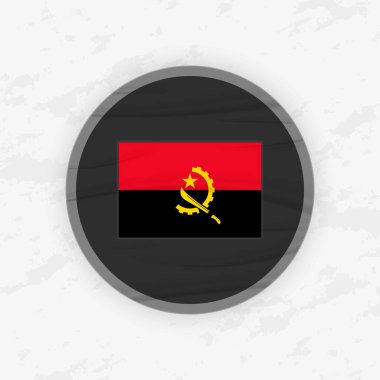 Dairesel Amblem Tasarımlı Angolan Bayrağı, Soyut Yuvarlak Yapıştırmalı Çizim.