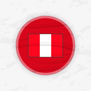 Dairesel Amblem Tasarımı İçinde Peru Bayrağı, Soyut Yuvarlak Yapıştırma Çizimi.