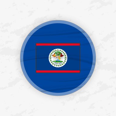 Dairesel Amblem Tasarımlı Belizean Bayrağı, Soyut Yuvarlak Yapıştırmalı Çizim.