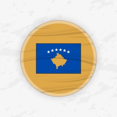 Dairesel Amblem Tasarımında Kosova Bayrağı, Soyut Yuvarlak Yapıştırma Resimleri.