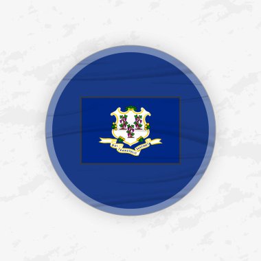 Dairesel Amblem Tasarımında Bağlantı Bayrağı, Soyut Yuvarlak Yapıştırma İllüstrasyonu.