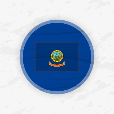 Dairesel Amblem Tasarımlı Idahoan Bayrağı, Soyut Yuvarlak Yapıştırmalı Çizim.