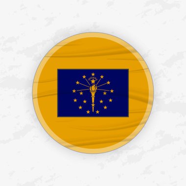 Dairesel Amblem Tasarımlı Hoosier Bayrağı, Soyut Yuvarlak Yapıştırmalı Çizim.