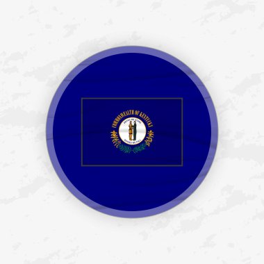 Dairesel Amblem Tasarımlı Kentuckian Bayrağı, Soyut Yuvarlak Yapıştırmalı Çizim.