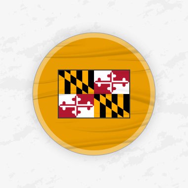 Dairesel Amblem Tasarımlı Marylander Bayrağı, Soyut Yuvarlak Yapıştırmalı Çizim.
