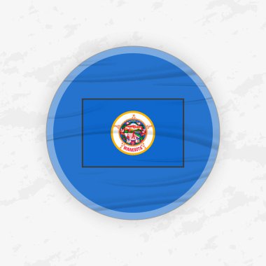 Dairesel Amblem Tasarımlı Minnesotan Bayrağı, Soyut Yuvarlak Yapıştırmalı Çizim.