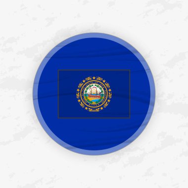 New Hampshirite Bayrağı Dairesel Amblem Tasarımı, Soyut Yuvarlak Yapıştırma Çizimi.