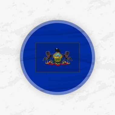 Dairesel Amblem Tasarımı İçinde Pennsylvanian Bayrağı, Soyut Yuvarlak Çizim.