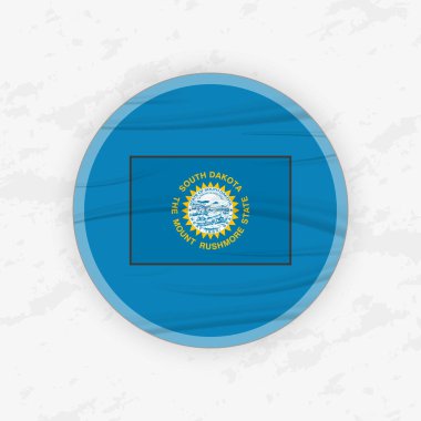 Dairesel Amblem Tasarımı, Soyut Yuvarlak Yapıştırma İllüstrasyonunda Güney Dakotan Bayrağı.