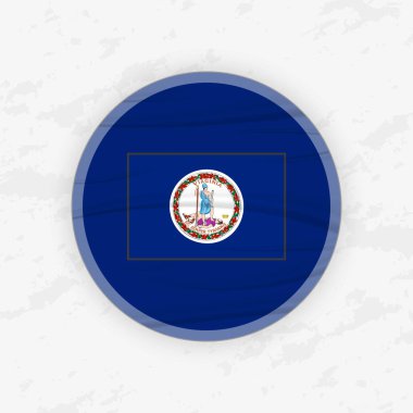 Dairesel Amblem Tasarımı İçinde Virjinya Bayrağı, Soyut Yuvarlak Yapıştırma Çizimi.