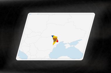 Coğrafi Haritada Moldova Bayrak Renklerinde Vurgulandı.