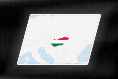 Macaristan Coğrafi Haritada Bayrak Renkleriyle Vurgulandı.