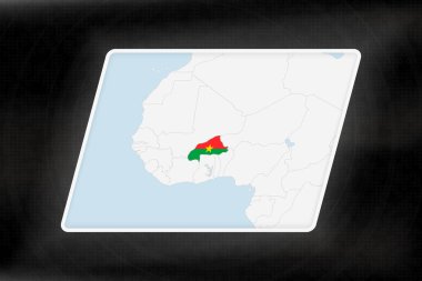 Burkina Faso Coğrafi Haritada Bayrak Renkleriyle Vurgulandı.