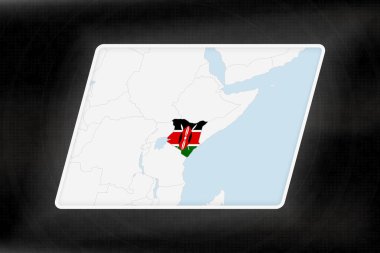 Kenya Coğrafi Haritada Bayrak Renkleriyle Vurgulandı.