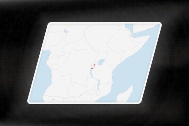 Burundi Coğrafi Haritada Bayrak Renkleriyle Vurgulandı.