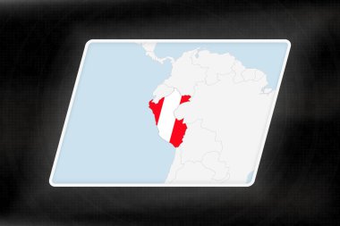 Coğrafi Haritada Bayrak Renkleriyle Vurgulanmış Peru.