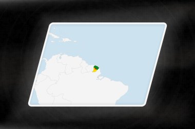 Fransız Guyanası Coğrafi Haritada Bayrak Renkleriyle Vurgulandı.