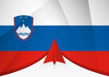 Soyut Kağıt Uçak Tasarımı ve Geometrik katlanmış Kağıt Bayraklı Slovenya Bayrağı.