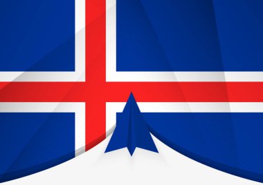 Soyut Kağıt Uçak Tasarımı ile İzlanda Bayrağı, Geometrik katlanmış kağıt tarzında Ulusal Bayrak.