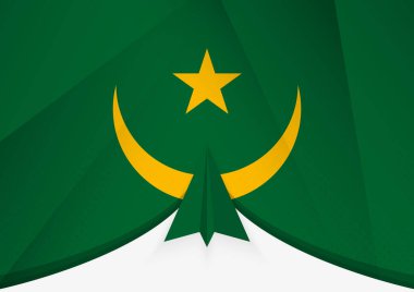 Soyut Kağıt Uçak Tasarımı ile Moritanya Bayrağı, Geometrik katlanmış kağıt biçiminde Ulusal Bayrak.