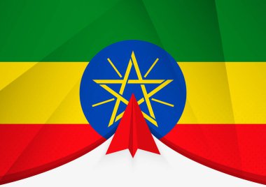 Soyut Kağıt Uçak Tasarımı ile Etiyopya Bayrağı, Geometrik katlanmış kağıt biçiminde Ulusal Bayrak.