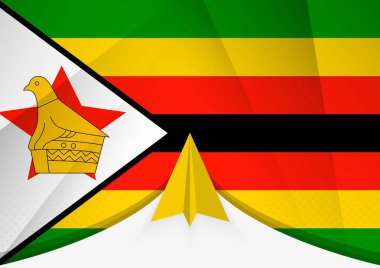 Soyut Kağıt Uçak Tasarımı ile Zimbabwe Bayrağı, Geometrik katlanmış kağıt tarzında Ulusal Bayrak.