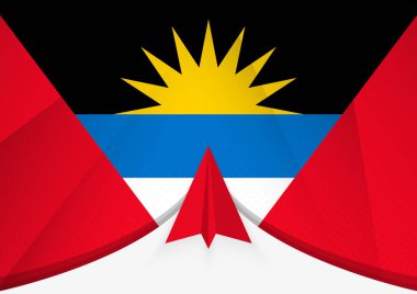 Antigua ve Barbuda Bayrağı Soyut Kağıt Uçak Tasarımı, Geometrik katlanmış kağıt tarzında Ulusal Bayrak.