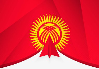 Soyut Kağıt Uçak Tasarımı ile Kırgızistan Bayrağı, Geometrik katlanmış kağıt tarzında Ulusal Bayrak.