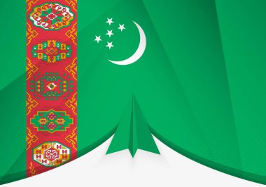 Soyut Kağıt Uçak Tasarımı ile Türkmenistan Bayrağı, Geometrik katlanmış kağıt tarzında Ulusal Bayrak.