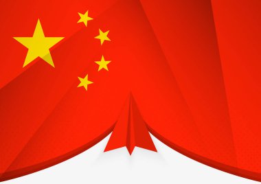 Soyut Kağıt Uçak Tasarımı Çin Bayrağı, Geometrik katlanmış kağıt tarzı Ulusal Bayrak.