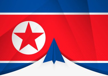 Soyut Kağıt Uçak Tasarımı ile Kuzey Kore Bayrağı, Geometrik katlanmış kağıt tarzında Ulusal Bayrak.