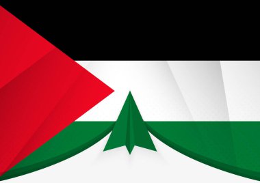 Soyut Kağıt Uçak Tasarımı ve Geometrik katlanmış Kağıt Bayraklı Filistin Bayrağı.