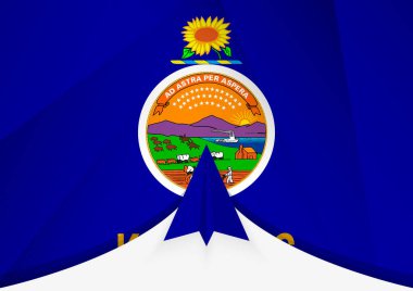 Kansas Flag ile Soyut Kağıt Uçak Tasarımı, Geometrik katlanmış kağıt tarzı Ulusal Bayrak.