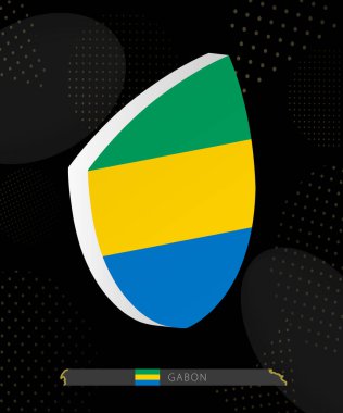 Gabon Flag Shield simgesi Dark Modern Soyut Rugby Arkaplan.