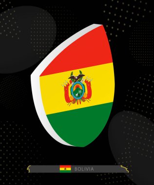 Karanlık Modern Rugby Arkaplanı 'nda Bolivya Bayrak Kalkanı simgesi.