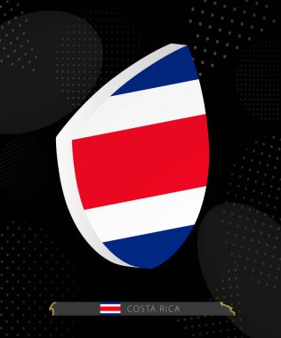 Kosta Rika Bayrak Kalkanı simgesi Karanlık Modern Rugby Arkaplanı üzerine 3D.