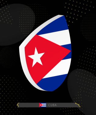 Karanlık Modern Rugby Arkaplanı 'nda Küba Bayrak Kalkanı simgesi.