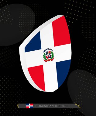 Dominik Cumhuriyeti Bayrak Kalkanı simgesi Karanlık Modern Rugby Arkaplanı.