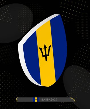 Karanlık Modern Rugby Arkaplanı 'nda Barbados Flag Shield simgesi.