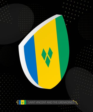 Saint Vincent ve Grenadines Flag Shield ikonu Dark Modern Rugby Arkaplan.