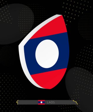 Karanlık Modern Rugby Arkaplanı 'nda Laos Flag Shield simgesi.