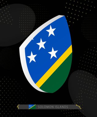 Solomon Adaları Flag Shield simgesi Karanlık Modern Rugby Arkaplan.