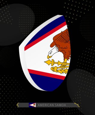Amerikan Samoa Flag Shield simgesi Dark Modern Rugby Arkaplanda 3D.