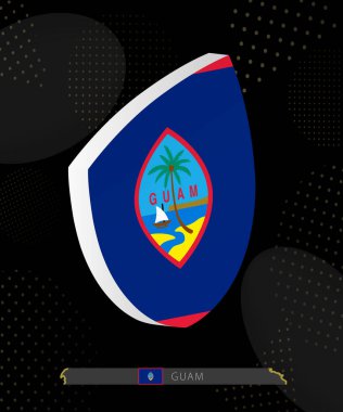 Karanlık Modern Soyut Rugby Arkaplanı 'nda Guam Bayrak Kalkanı simgesi.