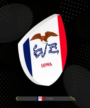 Iowa Bayrak Kalkanı simgesi Karanlık Modern Rugby Arkaplanı üzerine 3D.