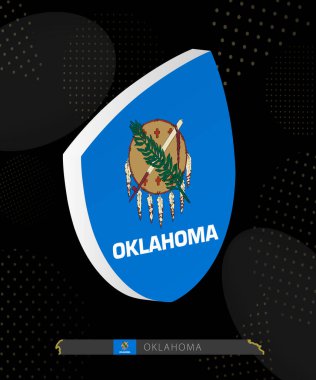 Dark Modern Soyut Rugby Arkaplan 'da Oklahoma Flag Shield simgesi.