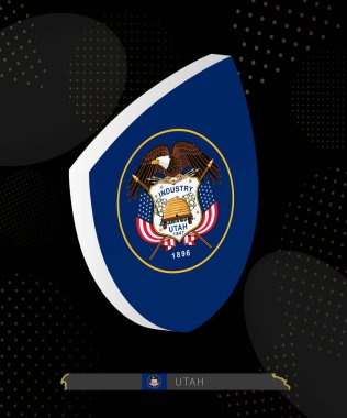 Utah Bayrak Kalkanı simgesi Dark Modern Soyut Rugby Arkaplan.