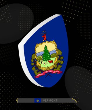 Karanlık Modern Rugby Arkaplanı 'nda Vermont Bayrak Kalkanı simgesi.