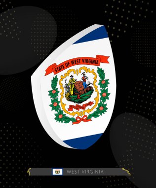 Batı Virginia Bayrak Kalkanı simgesi Dark Modern Rugby Arkaplanı 'nda 3D.
